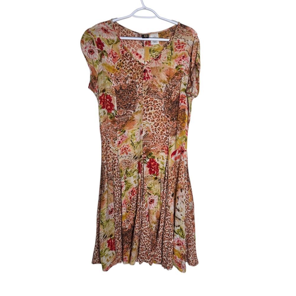 Vintage Floral Fairy Grunge Hippie Boho Tropical Peasant Dress Y2k Small Rayon